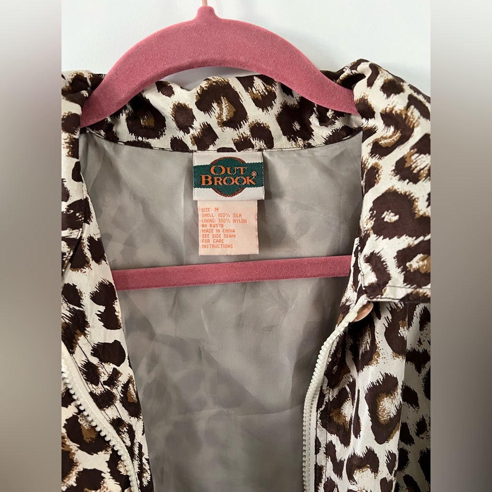Vintage Out Brook Leopard Print Silk Jacket M - Picture 3 of 6